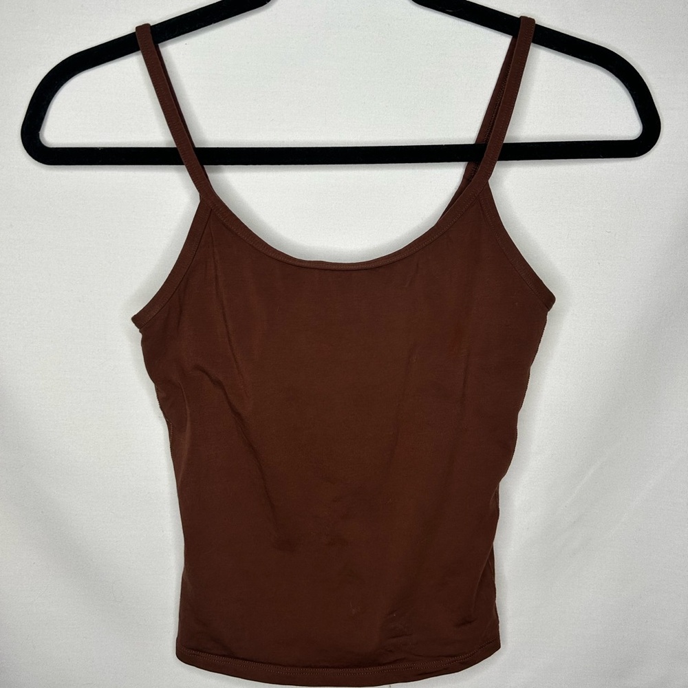 Everlane The Supima Form Spaghetti Strap Cami in Brown